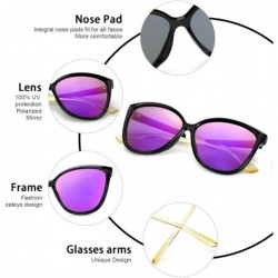 Round Sunglasses Polarized Protection Lightweight - Black Frame/Purple Lens - CF1900U6GER $18.50