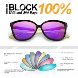 Round Sunglasses Polarized Protection Lightweight - Black Frame/Purple Lens - CF1900U6GER $18.50