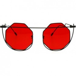 Rectangular Octagon Metal Rim Art Nouveau Deco Steam Punk Mod Sunglasses - Gunmetal Red - C518E09OY2R $25.75