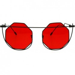 Rectangular Octagon Metal Rim Art Nouveau Deco Steam Punk Mod Sunglasses - Gunmetal Red - C518E09OY2R $16.58