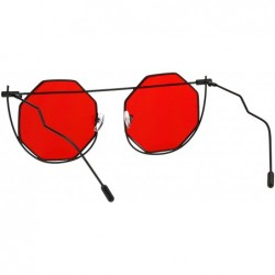 Rectangular Octagon Metal Rim Art Nouveau Deco Steam Punk Mod Sunglasses - Gunmetal Red - C518E09OY2R $16.58