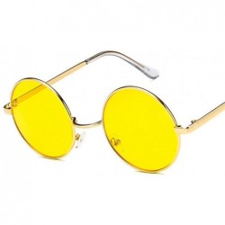 Round Fashion Vintage Sunglasses Luxury Glasses - Gold Gray - C7198G69W6C $15.59