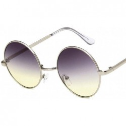 Round Fashion Vintage Sunglasses Luxury Glasses - Gold Gray - C7198G69W6C $15.59