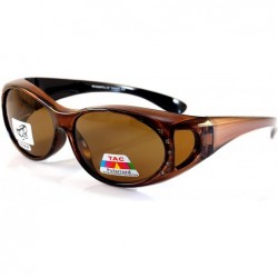 Oval Rhinestone Oval Polarized OTG Sunglasses with Side View P011 - Brown - CC1802MTORO $27.54