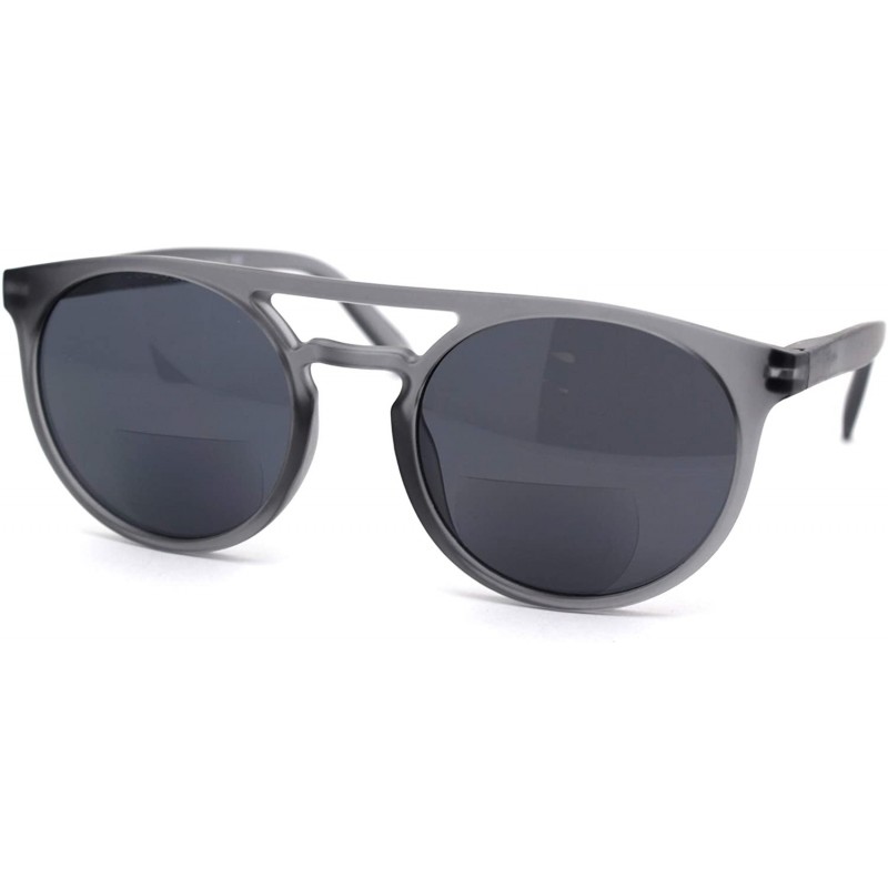 Round Flat Top Hipster Horn Rim Round Keyhole Bi-focal Reading Sunglasses 3.5 Grey Slate Black - C118X939M6Y $13.61