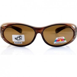 Oval Rhinestone Oval Polarized OTG Sunglasses with Side View P011 - Brown - CC1802MTORO $13.41