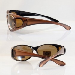 Oval Rhinestone Oval Polarized OTG Sunglasses with Side View P011 - Brown - CC1802MTORO $13.41