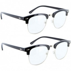 Semi-rimless Men Women Glasses Half Frame Horned Rim Retro Classic Style - 2 Pack Silver - CS185H5L5IN $17.16