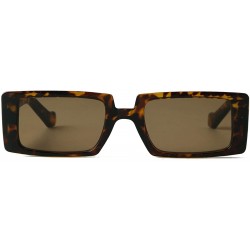 Shield Rectangle Sunglasses Women Fashion Sunglasses Square Wide Frame - Tortoise Frame Brown Lens - CY196N6LLIR $8.20