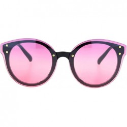 Round Womens Flat Panel Lens Retro Rimless Horned Minimal Sunglasses - Black Gradient Purple Pink - CQ18OEQDGZG $11.72