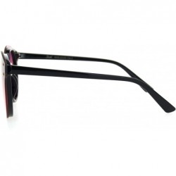 Round Womens Flat Panel Lens Retro Rimless Horned Minimal Sunglasses - Black Gradient Purple Pink - CQ18OEQDGZG $11.72