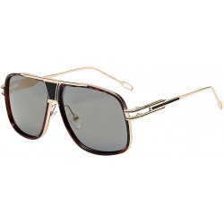 Square Eyewear Womens Men Square Vintage Retro Sunglasses - Leopard Frame Gold Lens - CG19357IO9Z $13.51