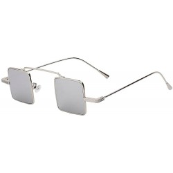 Square Vintage Square Small Metal Frame Sunglasses Tinted Lens Shades - Silver-mirror - CT18I3INLLH $20.21