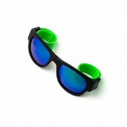 Sport Folding Retro Design for Action Sports Easy to Store Sunglasses - Blue/Green - CM17Y0QGT6Q $19.21