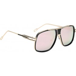 Square Eyewear Womens Men Square Vintage Retro Sunglasses - Leopard Frame Gold Lens - CG19357IO9Z $13.51