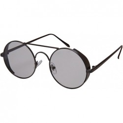 Oval Round Side Shield Sunglasses w/Flat Color Lens 5115-FLCR - Gunmetal - CU185XI584D $18.18