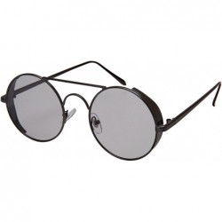 Oval Round Side Shield Sunglasses w/Flat Color Lens 5115-FLCR - Gunmetal - CU185XI584D $7.62