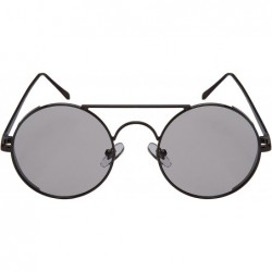 Oval Round Side Shield Sunglasses w/Flat Color Lens 5115-FLCR - Gunmetal - CU185XI584D $7.62