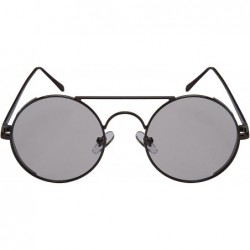 Oval Round Side Shield Sunglasses w/Flat Color Lens 5115-FLCR - Gunmetal - CU185XI584D $7.62