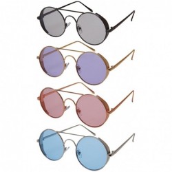 Oval Round Side Shield Sunglasses w/Flat Color Lens 5115-FLCR - Gunmetal - CU185XI584D $7.62