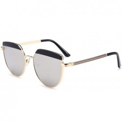 Oval Alloy Sunglasses Men Vintage Classic Sun Glasses Metal Mirror Sunglasses - Gold Mercury - CD18S5666M5 $21.94