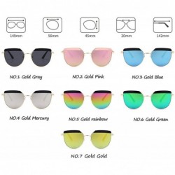 Oval Alloy Sunglasses Men Vintage Classic Sun Glasses Metal Mirror Sunglasses - Gold Mercury - CD18S5666M5 $12.45