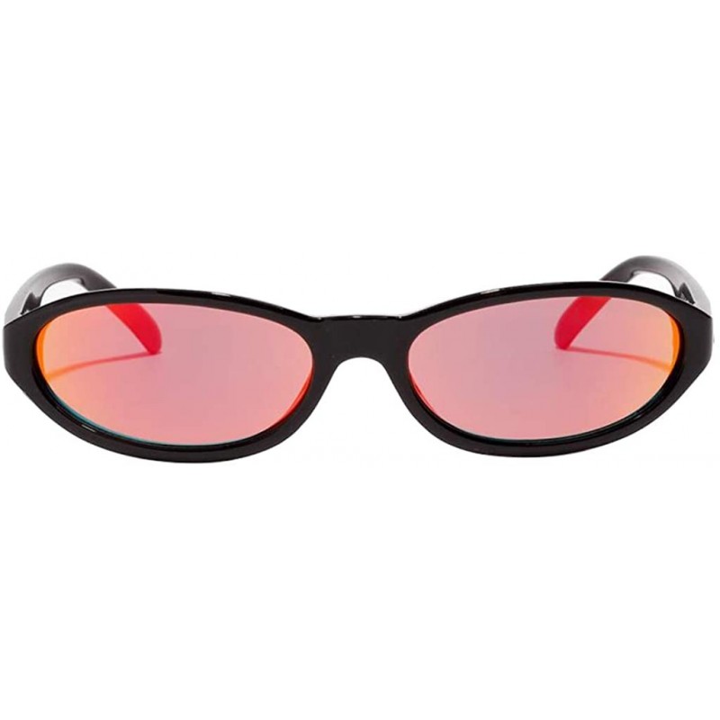 Oval Men Novelty UV400 Small Cat Eye Sunglasses Shades Rave Club Costume Hip-Hop - Pink - CK190DU7ZOA $9.11