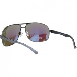 Rectangular Polarized Mens Narrow Rectangle Metal Rim Officer Style Pilots Sunglasses - Gunmetal Blue Mirror - C418MDY0OUZ $1...