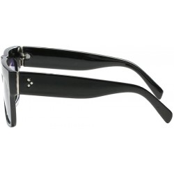 Oval Lady Vintage Big Square Sunglasses Rivet Eyewear Flat Top Sun Glasses - Black Leopard Gray - CC18U59ZAH9 $21.11