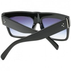 Oval Lady Vintage Big Square Sunglasses Rivet Eyewear Flat Top Sun Glasses - Black Leopard Gray - CC18U59ZAH9 $21.11
