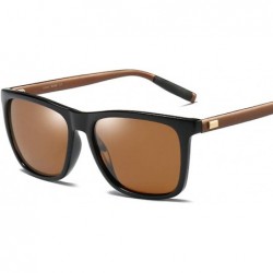 Square Polarized Sunglasses For Men Aluminum Magnesium Men's Sun Glasses Driving - Brown - CX18HYCU306 $11.35