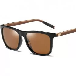 Square Polarized Sunglasses For Men Aluminum Magnesium Men's Sun Glasses Driving - Brown - CX18HYCU306 $21.24