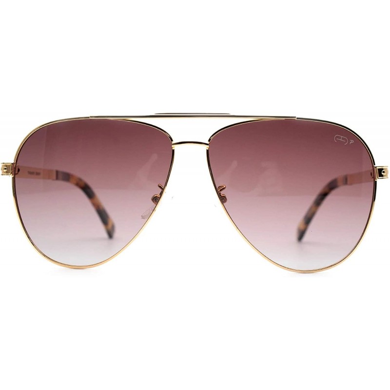 Aviator p671 Aviator Style Polarized - for Womens-Mens 100% UV PROTECTION - Gold-browndegrade - C2192TH33RN $17.94