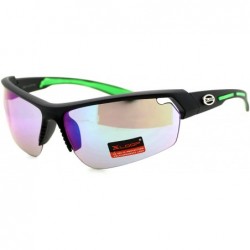 Wrap Xloop Sunglasses Mens Sports Light Weight Half Rim Wrap Matte Frame - Black Green - C71804IR52N $19.55