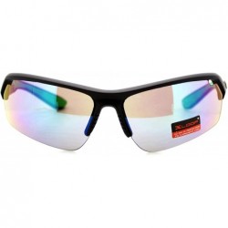Wrap Xloop Sunglasses Mens Sports Light Weight Half Rim Wrap Matte Frame - Black Green - C71804IR52N $11.17