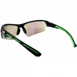 Wrap Xloop Sunglasses Mens Sports Light Weight Half Rim Wrap Matte Frame - Black Green - C71804IR52N $11.17