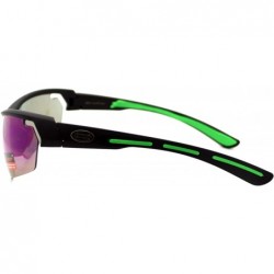 Wrap Xloop Sunglasses Mens Sports Light Weight Half Rim Wrap Matte Frame - Black Green - C71804IR52N $11.17