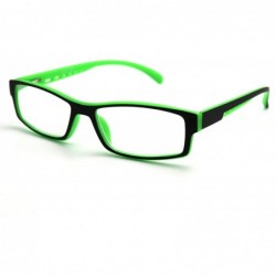 Rectangular Soft Matte Black w/ 2 Tone Reading Glasses Spring Hinge 0.74 Oz - Matte Black Green - CE12C1Y0E37 $17.55