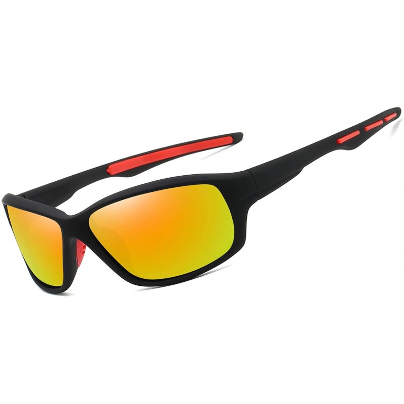 Sport Men Sport Sunglasses Polarized Women UV 400 Protection 65MM Baseball Fashion Style Driving - Black Red - CF193I2HGHE $1...