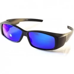 Square Unisex Mirrored Polarized OTG Fit Over Rectangular Sunglasses P020 - Blue Rv - C518HCS5D5X $30.46