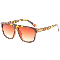 Square Unisex Sunglasses Fashion Bright Black Grey Drive Holiday Square Non-Polarized UV400 - Leopard Brown - CI18RLX442K $10.08