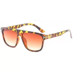 Square Unisex Sunglasses Fashion Bright Black Grey Drive Holiday Square Non-Polarized UV400 - Leopard Brown - CI18RLX442K $17.63