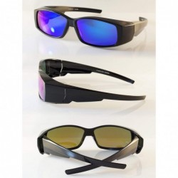 Square Unisex Mirrored Polarized OTG Fit Over Rectangular Sunglasses P020 - Blue Rv - C518HCS5D5X $16.43