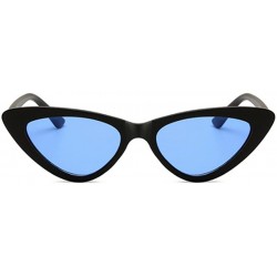 Oval Men Women Vintage Sunglasses Cat Eye Luxury Brand Designer Summer Style Retro Small - Blue - CW18G3AD7IH $17.48