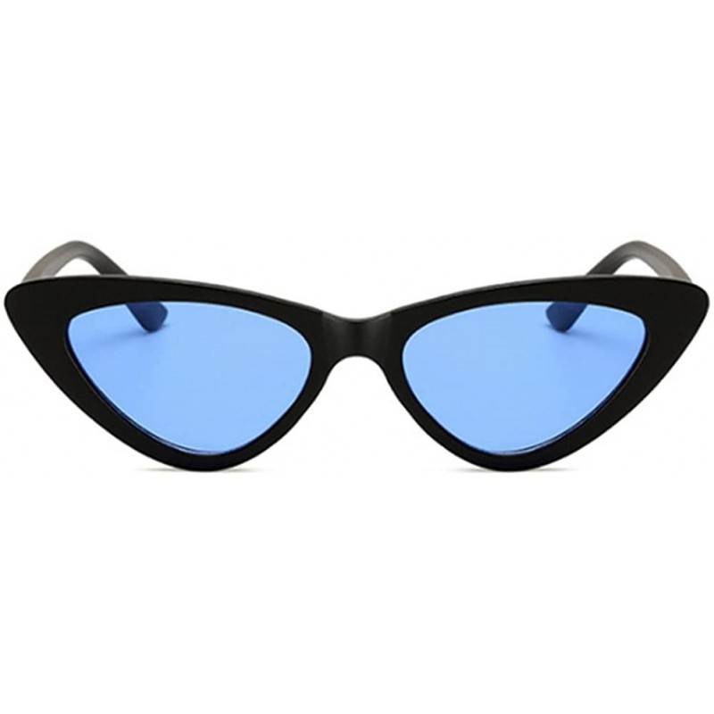 Oval Men Women Vintage Sunglasses Cat Eye Luxury Brand Designer Summer Style Retro Small - Blue - CW18G3AD7IH $17.48