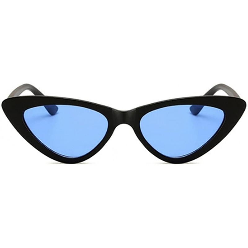 Oval Men Women Vintage Sunglasses Cat Eye Luxury Brand Designer Summer Style Retro Small - Blue - CW18G3AD7IH $17.48