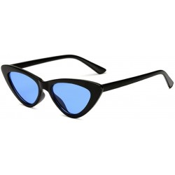 Oval Men Women Vintage Sunglasses Cat Eye Luxury Brand Designer Summer Style Retro Small - Blue - CW18G3AD7IH $17.48