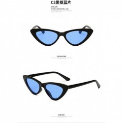 Oval Men Women Vintage Sunglasses Cat Eye Luxury Brand Designer Summer Style Retro Small - Blue - CW18G3AD7IH $17.48