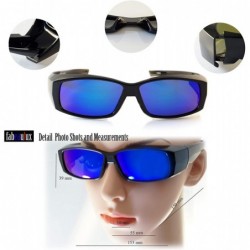 Square Unisex Mirrored Polarized OTG Fit Over Rectangular Sunglasses P020 - Blue Rv - C518HCS5D5X $16.43