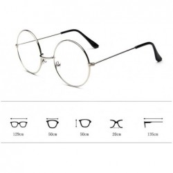 Oval Fashion Sunglaess - Oval Round Clear Lens Glasses Vintage Geek Nerd Metal Retro Classic Trendy Stylish - Gray - CO18RZOH...